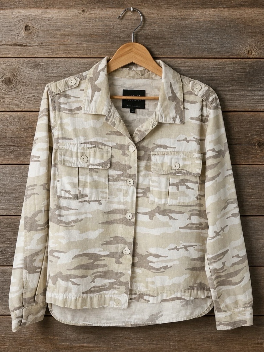 Sanctuary Neutral Camo Utility Shirt Jacket - Beige & Taupe - S
